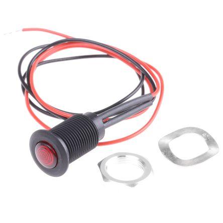 Indikátor pro montáž do panelu, řada: OXL/CLH/100 Series Červená, typ žárovky: LED Volný přívod Oxley 5V 10.2 mm, IP66