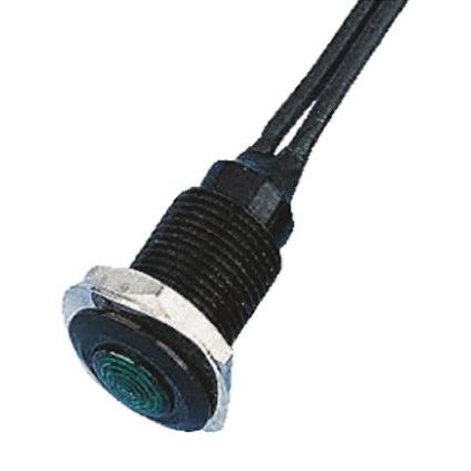 Indikátor pro montáž do panelu, řada: OXL/CLH/100 Series Zelená, typ žárovky: LED Volný přívod Oxley 5V 10.2 mm, IP66