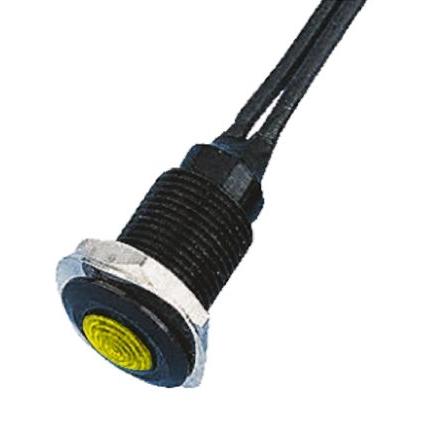 Indikátor pro montáž do panelu, řada: OXL/CLH/100 Series Žlutá, typ žárovky: LED Volný přívod Oxley 5V 10.2 mm, IP66