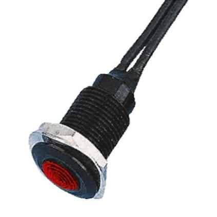 Indikátor pro montáž do panelu, řada: OXL/CLH/100 Červená, typ žárovky: LED Volný přívod Oxley 110V ac 10.2 mm, IP66