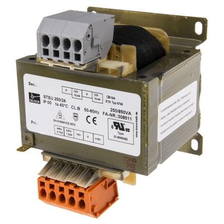 Transformátor pro montáž na podvozek 250 VA, počet výstupů: 2, sekundární napětí: 2 x 12 V ac Block