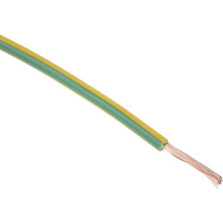 Zapojovací vodič, řada: 2491X, typ kabelu: 2491X, prameny vodičů: 30/0.25 mm, Zelená, Žlutá, 750V 100 m 16 AWG RS PRO
