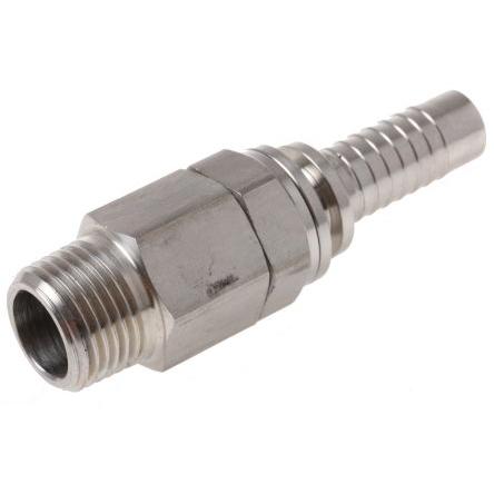 Přípojka hadicová Přípojka Se závitem, Nerezová ocel, vnitřní průměr hadice: 12.7 mm (vnitřní prům.), pracovní tlak: 20