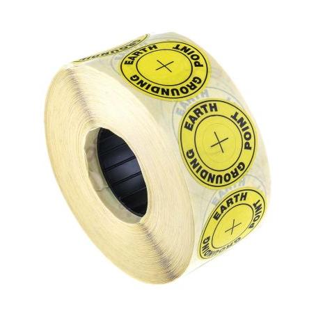 Štítek ESD, Žlutá Vyhovuje normě EN 61340-5-1, Vinyl Earth Ground Point RS PRO, šířka: 36mm