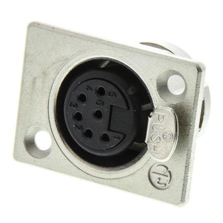 Neutrik Konektor XLR, počet kontaktů: 6, orientace těla: Rovný Vnitřní, pokovení: Stříbro přes nikl, Panel, 50V,