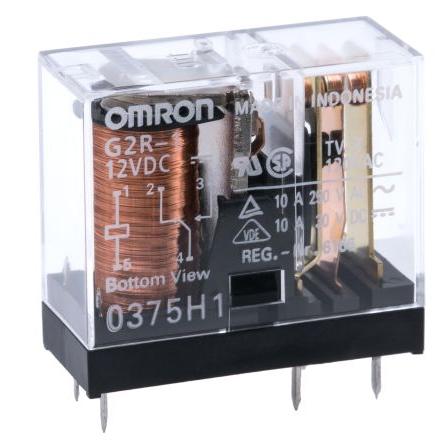 Omron Výkonové relé SPDT Montáž na plošný spoj 10A 12V dc G2R-1