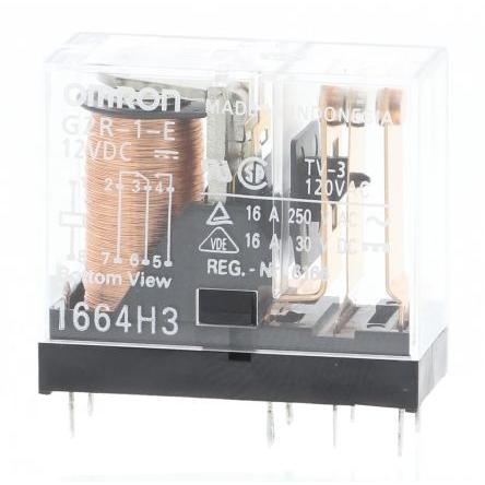 Omron Výkonové relé SPDT Montáž na plošný spoj 16A 12V dc G2R-1