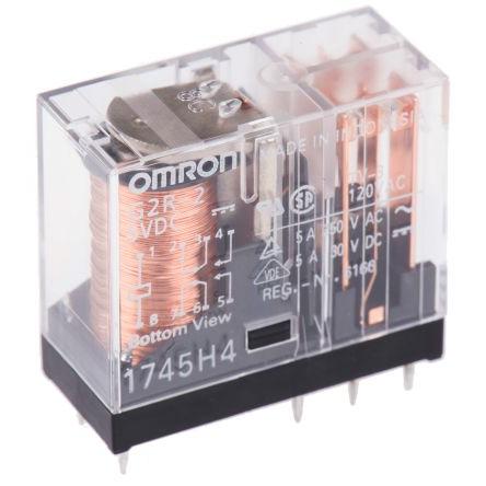 Omron Výkonové relé DPDT Montáž na plošný spoj 5A 5V dc G2R-2