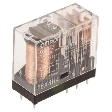 Omron Výkonové relé DPDT Montáž na plošný spoj 5A 12V dc G2R-2