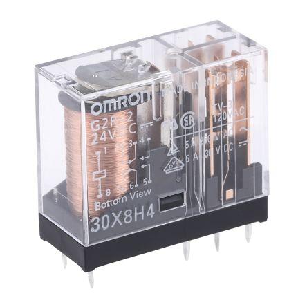 Omron Výkonové relé DPDT Montáž na plošný spoj 5A 24V dc G2R-2