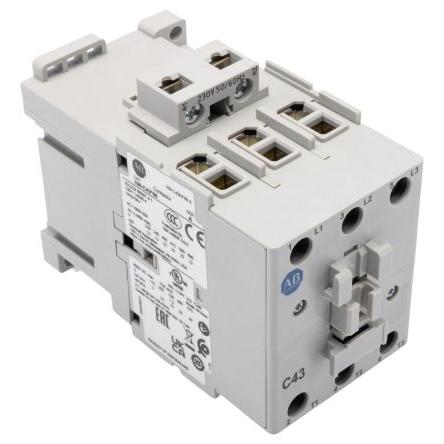 Allen Bradley 1 NO Stykač napětí ve vinutí 230V ac 3pólový 43 A 690V ac 22 kW s 3 NO kontakty 230V ac Řízení motoru,