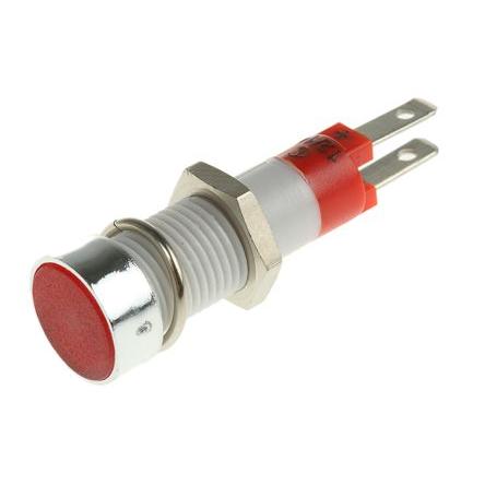 Indikátor pro montáž do panelu, řada: SKCD Červená, typ žárovky: LED Jazýček Signal Construct 14V 8 mm, IP67