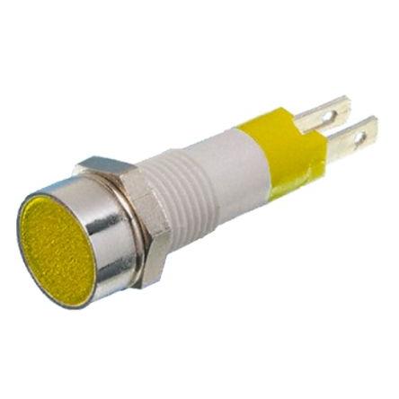 Indikátor pro montáž do panelu, řada: SKCD Žlutá, typ žárovky: LED Jazýček Signal Construct 14V 8 mm, IP67
