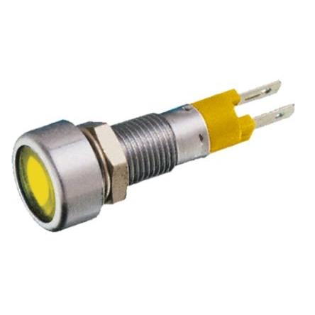 Indikátor pro montáž do panelu, řada: SMLD Žlutá, typ žárovky: LED Jazýček Signal Construct 14V 8 mm, IP67