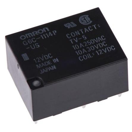 Omron Výkonové relé SPST Montáž na plošný spoj 10A 12V dc G6C