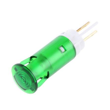 Indikátor pro montáž do panelu, řada: SKGH Zelená, typ žárovky: LED Jazýček Signal Construct 14V 10 mm, IP67