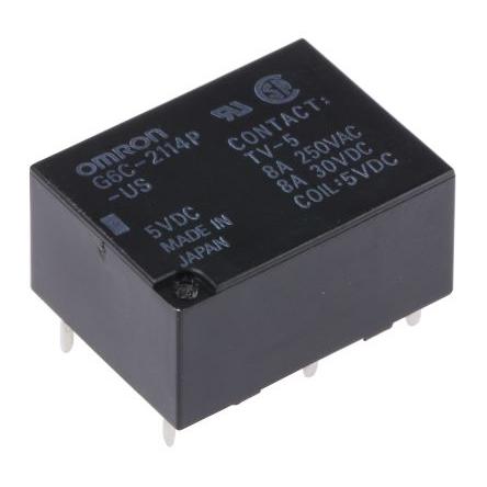 Omron Výkonové relé DPST Montáž na plošný spoj 8A 5V dc G6C