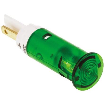 Indikátor pro montáž do panelu, řada: SKGU Zelená, typ žárovky: LED Jazýček Signal Construct 10 mm, IP67