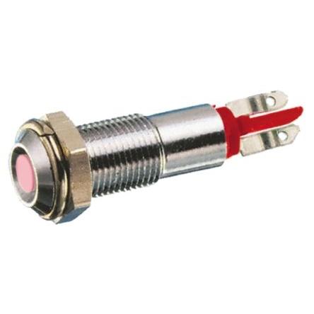 Indikátor pro montáž do panelu, řada: SMCP Červená, typ žárovky: LED Jazýček Signal Construct 8 mm, IP67