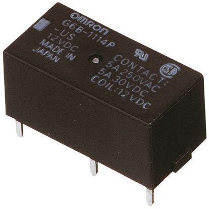 Omron Výkonové relé SPST Montáž na plošný spoj 5A 12V dc G6B