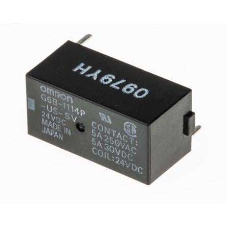 Omron Výkonové relé SPST Montáž na plošný spoj 5A 24V dc G6B
