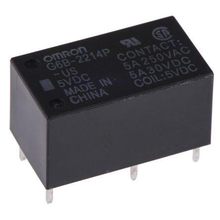 Omron Výkonové relé DPST Montáž na plošný spoj 5A 5V dc G6B