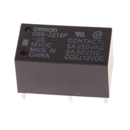 Omron Výkonové relé DPST Montáž na plošný spoj 5A 12V dc G6B