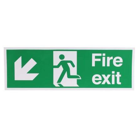 RS PRO Konec znamení, Vinyl FIRE EXIT, Zelená, Bílá Angličtina