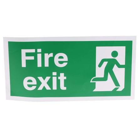 RS PRO Konec znamení, Vinyl FIRE EXIT, Zelená, Bílá Angličtina