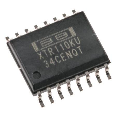 Texas Instruments Vysílač proudové smyčky XTR110KU, SOIC, počet kolíků: 16 kolíkový, klidový proud: 3 mA