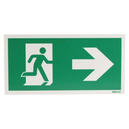 RS PRO Neosvícený nápis nouzového východu, Plastové SIGN, Zelená, Bílá