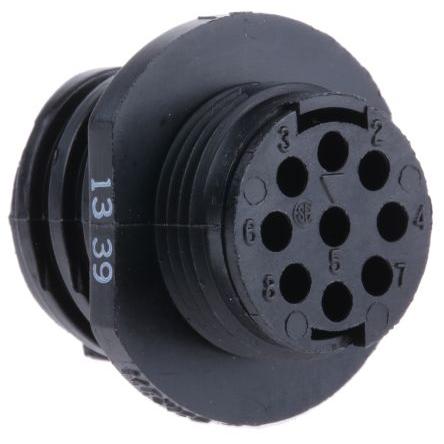 Kulatý konektor, počet kontaktů: 9, Kabel, velikost: Standard TE Connectivity, pohlaví kontaktu: Vnější, orientace těla:
