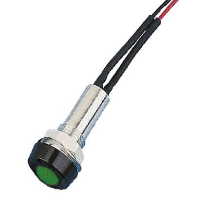 Indikátor pro montáž do panelu, řada: STR/LH/8 Series Červená, typ žárovky: LED Volný přívod Oxley 8 mm, IP67