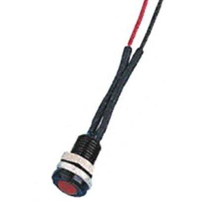 Indikátor pro montáž do panelu, řada: OXL/CLH/63 Series Červená, typ žárovky: LED Volný přívod Oxley 24V ac 6.4 mm, IP66