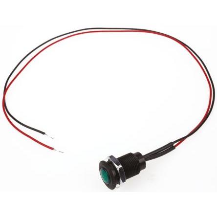 Indikátor pro montáž do panelu, řada: OXL/CLH/100 Series Zelená, typ žárovky: LED Volný přívod Oxley 24V ac 10.2 mm,
