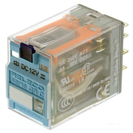 Releco Výkonové relé 4PDT Lišta DIN 5A 12V dc C9