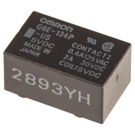Omron Výkonové relé SPDT Montáž na plošný spoj 3A 5V dc G6E