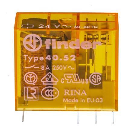 Finder Výkonové relé DPDT Montáž na plošný spoj 8A 24V ac 40