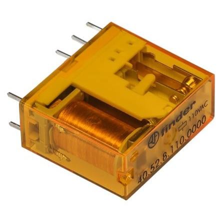 Finder Relé DPDT Montáž na plošný spoj 8A 110V ac 40