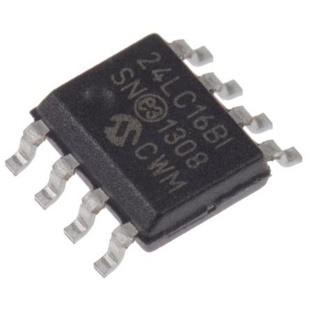 Microchip, standard: AEC-Q100 Sériová paměť EEPROM, 16 kB 8 Block x 256 x 8ů, Sériové - I2C 900 ns, počet kolíků: 8
