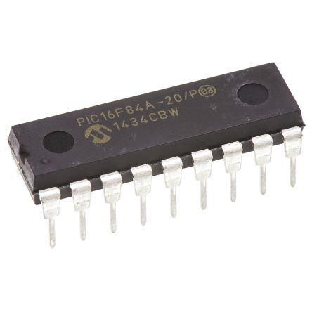 Microchip Mikrokontrolér PIC16F84A-20/P 8 bit PIC 20 MHz Blesk 68 bit RAM, počet kolíků: 18 kolíkový, PDIP