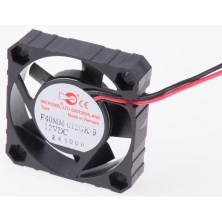 Micronel Axiální ventilátor, řada: F40, průtok vzduchu: 9.25 m³/h 600 mW 12V dc 80 mA 40 mm 40mm 10 mm