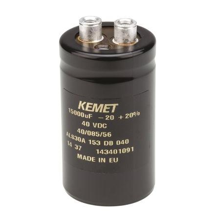 Kondenzátor, řada: ALS30 15000 μF ±20 % 17mΩ ALS30A153DB040 40V dc, Šroubová svorka KEMET