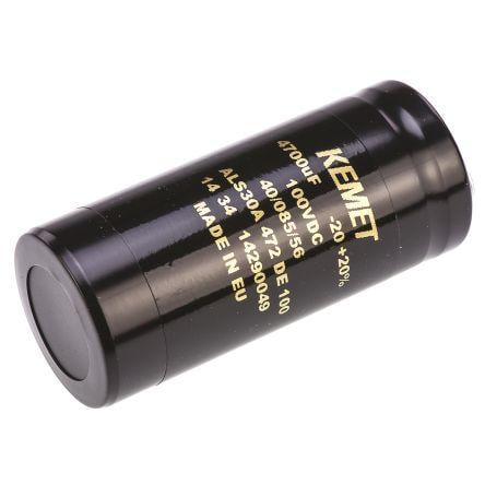 Kondenzátor, řada: ALS30 4700 μF ±20 % 33mΩ ALS30A472DE100 100V dc, Šroubová svorka KEMET