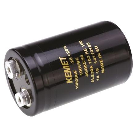 Kondenzátor, řada: ALS30 10000 μF ±20 % 28mΩ ALS30A103KE100 100V dc, Šroubová svorka KEMET