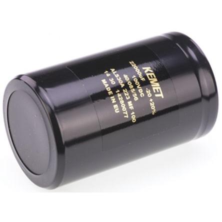 Kondenzátor, řada: ALS30 22000 μF ±20 % 13mΩ ALS30A223MF100 100V dc, Šroubová svorka KEMET