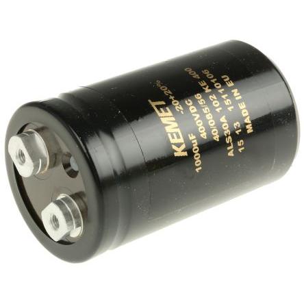 Kondenzátor, řada: ALS30 1000 μF ±20 % 139mΩ ALS30A102KE400 400V dc, Šroubová svorka KEMET