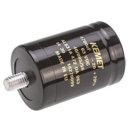 Kondenzátor, řada: ALS31 4700 μF ±20 % 36mΩ ALS31A472DA063 63V dc, Šroubová svorka KEMET