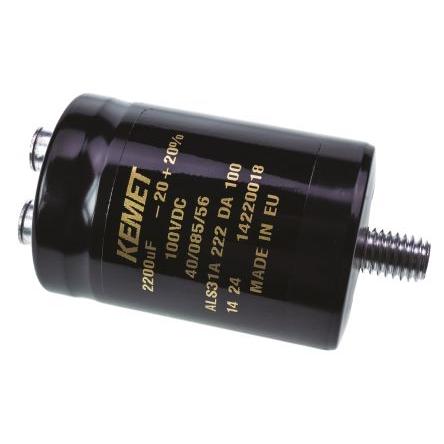 Kondenzátor, řada: ALS31 2200 μF ±20 % 69mΩ ALS31A222DA100 100V dc, Šroubová svorka KEMET