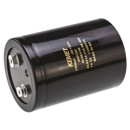 Kondenzátor, řada: ALS31 3300 μF ±20 % 49mΩ ALS31A332NF400 400V dc, Šroubová svorka KEMET